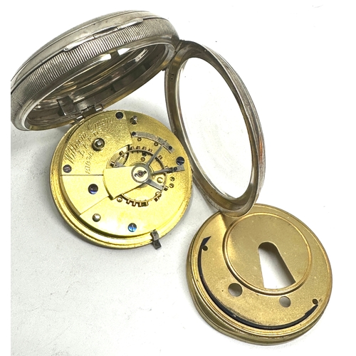 406 - Silver open face pocket watch english lever by william owen leeds  the watch is ticking