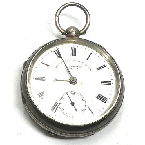 407 - Silver open face pocket watch the express lever by j.g.graves sheffield the watch is ticking