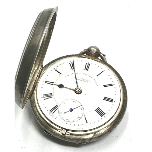 407 - Silver open face pocket watch the express lever by j.g.graves sheffield the watch is ticking