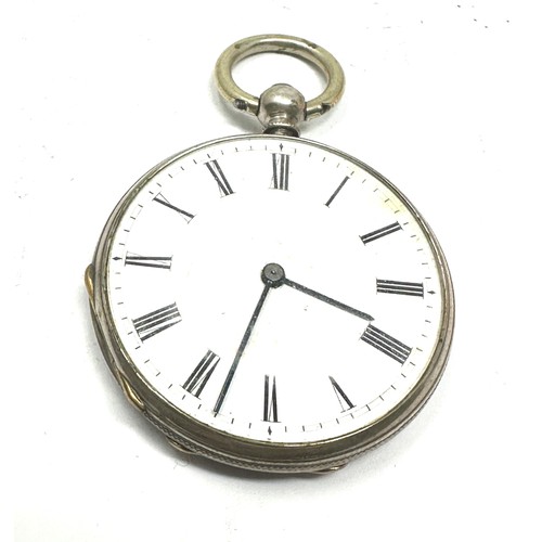 410 - Silver open face fob pocket watch the watch is ticking