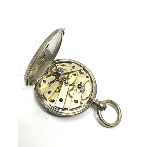 410 - Silver open face fob pocket watch the watch is ticking