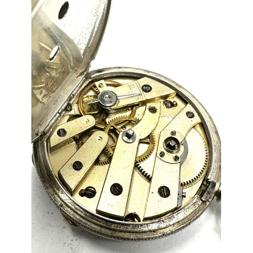 410 - Silver open face fob pocket watch the watch is ticking