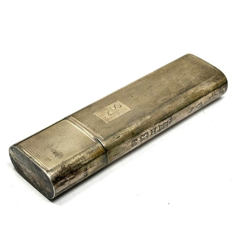 40 - large vintage silver cigar case measures approx 14cm hight by 4cm birmingham silver hallmarks weight... 