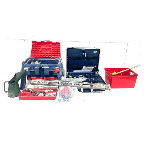 344 - Selection of assorted tools includes screw driver, leveler etc