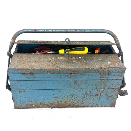 331 - Vintage metal tool box and contents