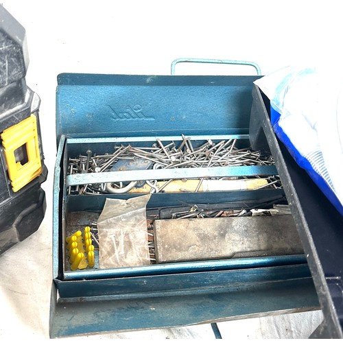 323 - Selection of assorted tools includes empty Dewalt case, metal tool box and contents etc