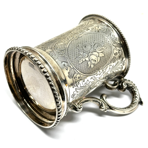 5 - Victorian christmas 1861 silver tankard measures approx 9cm base measures 7.5cm asaheffield silver h... 