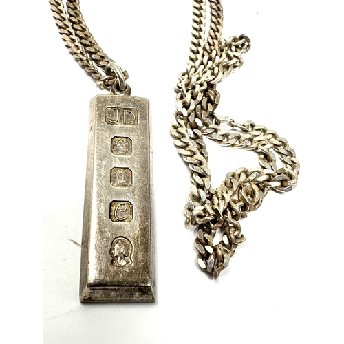 202 - Vintage silver ingot pendant and chain weight 50g