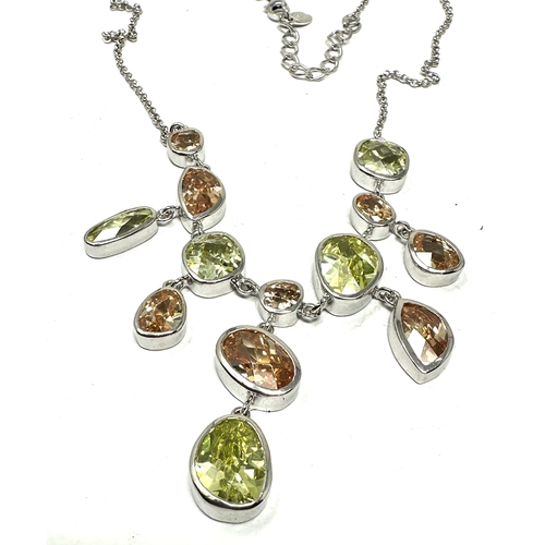 209 - Silver gemstone set necklace weight 26g