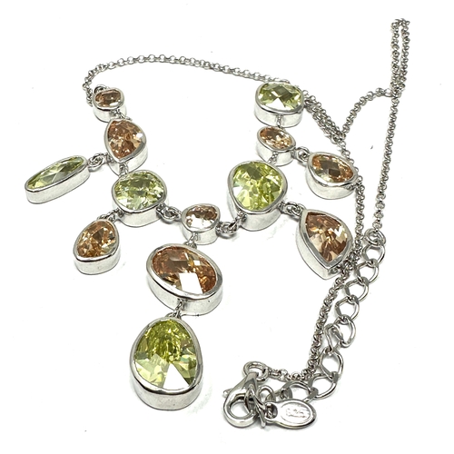 209 - Silver gemstone set necklace weight 26g