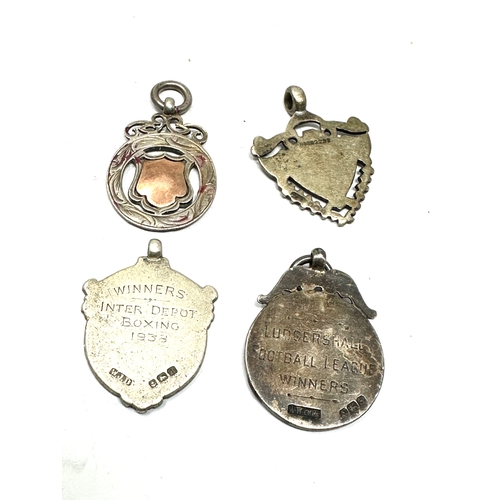 14 - 4 vintage silver fobs inc boxing & football