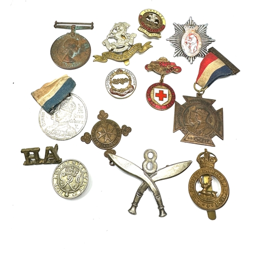 467 - selection of military badges etc inc fire brigade police medal etc