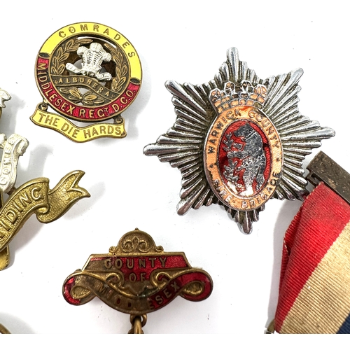 467 - selection of military badges etc inc fire brigade police medal etc