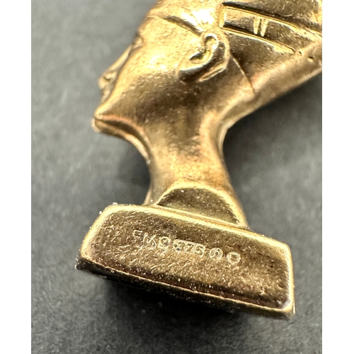 114 - Vintage 9ct Gold Nefertiti Charm weight 2.2g