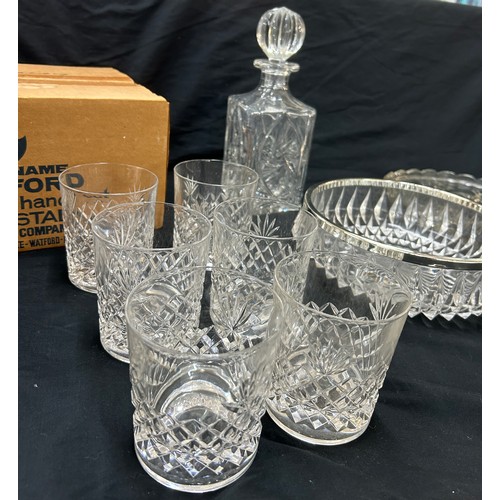 48 - Selection of assorted glassware to include set of 6 Watford glasses, a decanter, a bowl and glass an... 