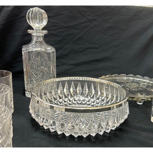 48 - Selection of assorted glassware to include set of 6 Watford glasses, a decanter, a bowl and glass an... 