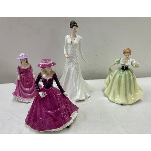 571 - Selection of Royal Doulton and one Royal Worcester lady figures overall height of tallest approximat... 