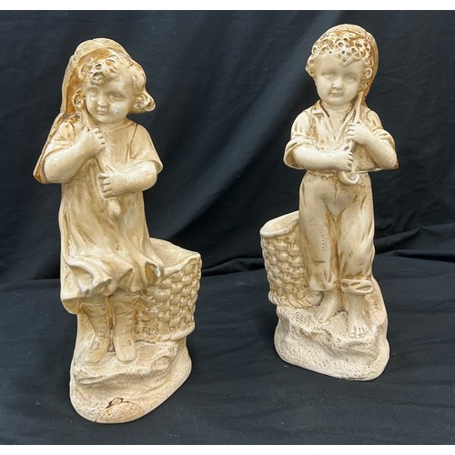 59 - Pair of chalk figures overall height approximately 14 inches tall - AF