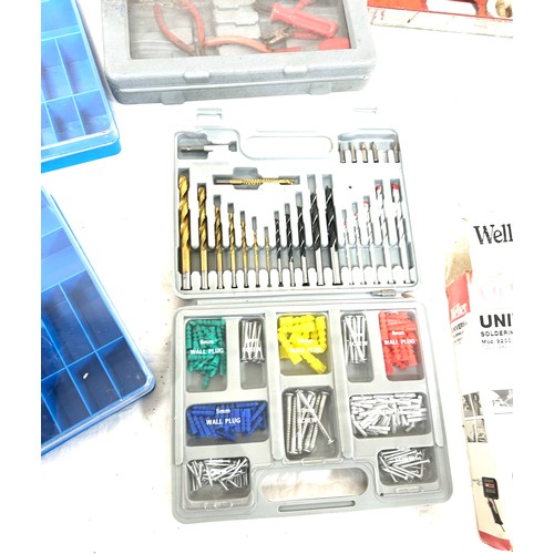 237 - Selection of tools and DIY items to include a screw kit with wall plugs, screws, Weller Universal So... 