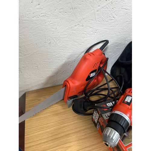 238 - Black and decker rip saw, sander and 14 inch drill, working order