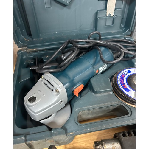 327 - Cased b/w grinder, black and decker heat gun, cased parkside 18w cordless drill, working order