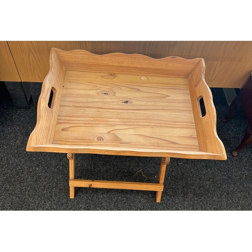 321 - Wooden butlers tray on stand height 25 inches