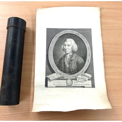 12 - Antique print of William Bowyer, he was known as the 'The learned printer', measures approximately H... 