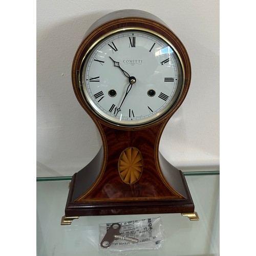 29 - Reproduction of an Edwardian inlaid balloon clock overall height 11.5 inches tall