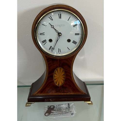 29 - Reproduction of an Edwardian inlaid balloon clock overall height 11.5 inches tall