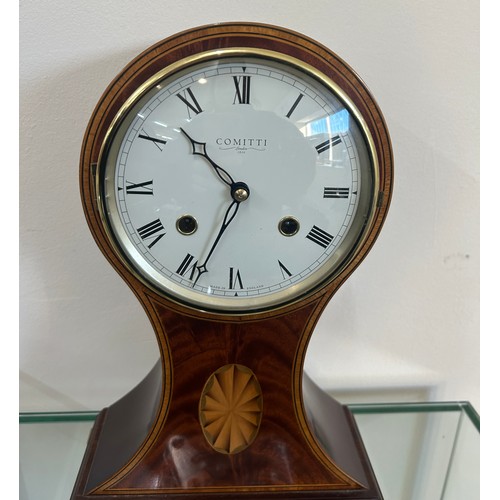 29 - Reproduction of an Edwardian inlaid balloon clock overall height 11.5 inches tall