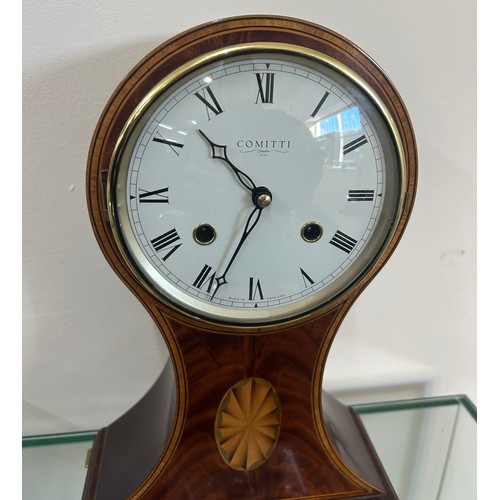 29 - Reproduction of an Edwardian inlaid balloon clock overall height 11.5 inches tall