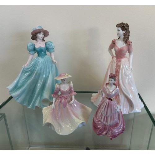 47 - Four Coalport lady figures to include ' May Ball', ' The Opera at Gylnedebourne', ' Ladies of Fashio... 