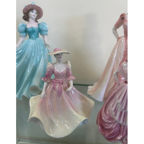 47 - Four Coalport lady figures to include ' May Ball', ' The Opera at Gylnedebourne', ' Ladies of Fashio... 