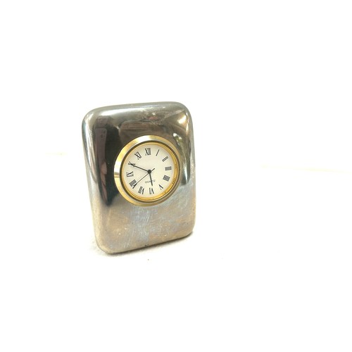 573 - Stainless steel Quartz paper weight desk clock