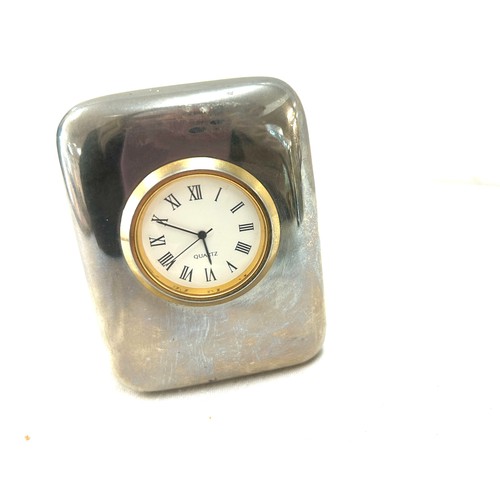 573 - Stainless steel Quartz paper weight desk clock