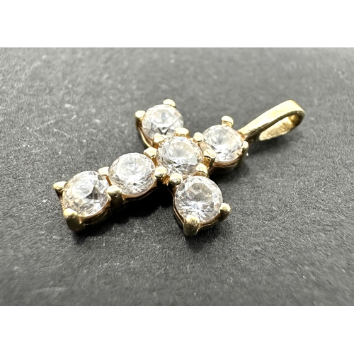 150 - small 9ct gold CZ  cross pendant /charm