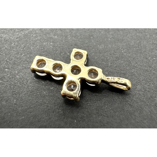 150 - small 9ct gold CZ  cross pendant /charm