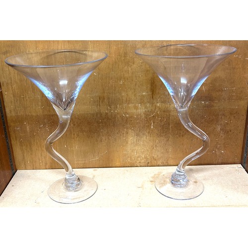 82 - Pair large shaped stem vases, overall height 15.5 inches