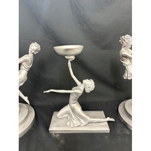 90 - 3 Silver resin dancer ornaments, approximate height of tallest 12 inches