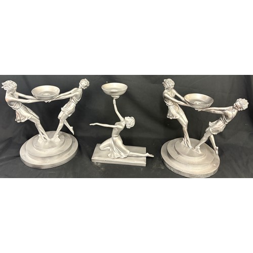 90 - 3 Silver resin dancer ornaments, approximate height of tallest 12 inches