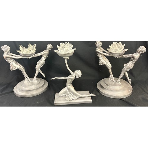 90 - 3 Silver resin dancer ornaments, approximate height of tallest 12 inches