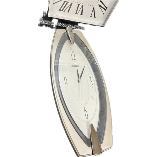 80 - Selection of chrome and glass wall hanging clocks, largest measures approximately 14 inches square