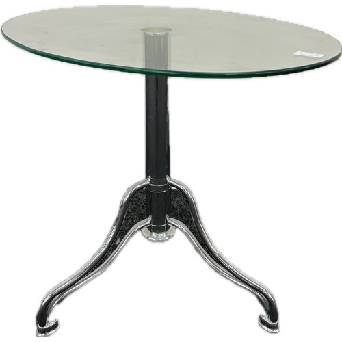 309 - Pair chrome and glass lamp tables, approximate measurements Width 25 inches, depth 18 inches Height ... 