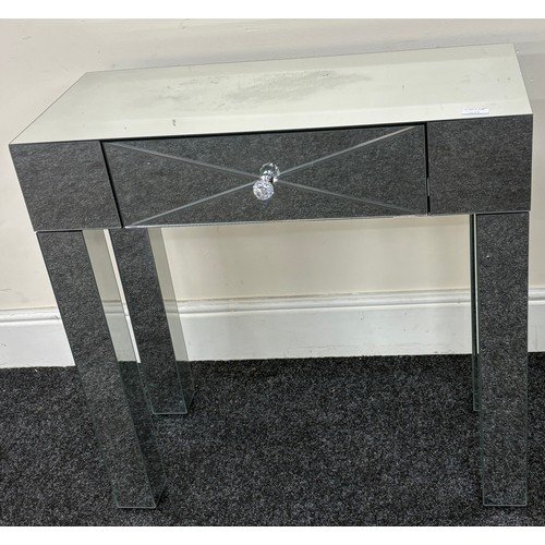 312 - Mirrored one drawer console table, approximate measurements: Height 30 inches, Width 31 inches, Dept... 