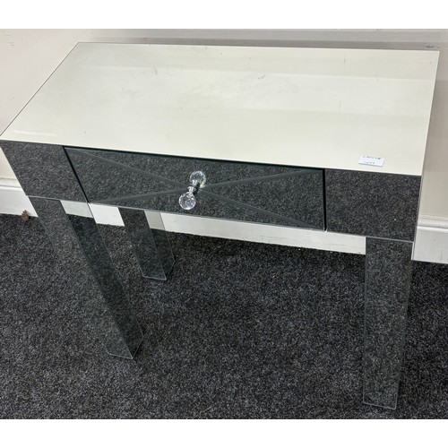 312 - Mirrored one drawer console table, approximate measurements: Height 30 inches, Width 31 inches, Dept... 