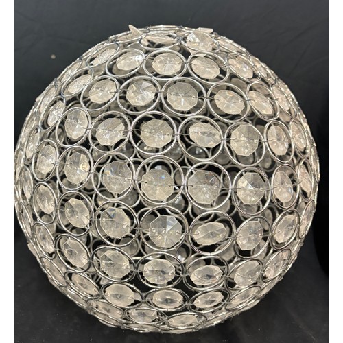 118 - Pair sphere crystal effect ceiling light shades, overall height 14 inches