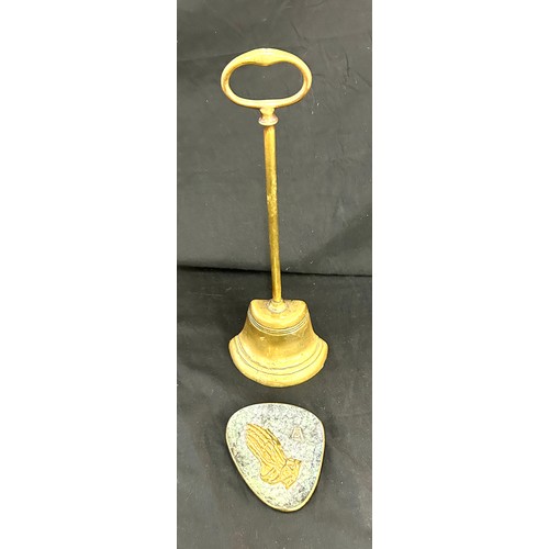 112 - Heavy Brass half bell door stop 14.5 inches tall