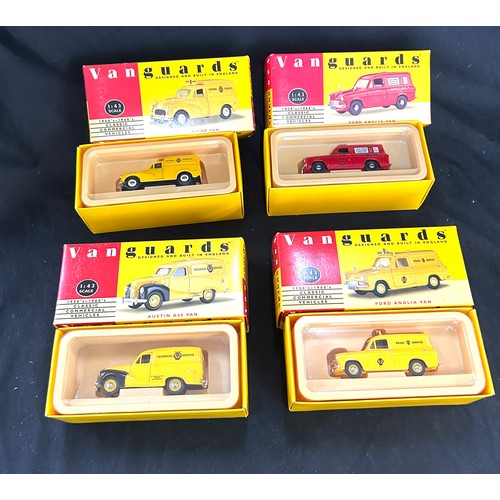 36 - Selection boxed diecast car models to include Vanguards Ford Anglia AA Road Service VA4001, VA11000,... 