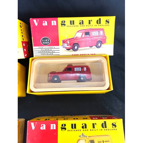 36 - Selection boxed diecast car models to include Vanguards Ford Anglia AA Road Service VA4001, VA11000,... 