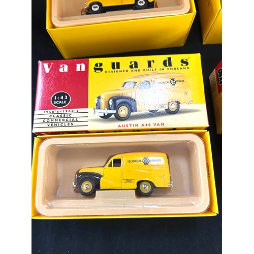 36 - Selection boxed diecast car models to include Vanguards Ford Anglia AA Road Service VA4001, VA11000,... 